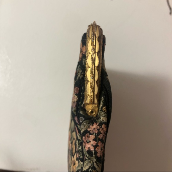 VTG Gorwood Canada Tapestry Fabric Handbag Purse Pastel Floral Gold-Tone Metal - Picture 12 of 16